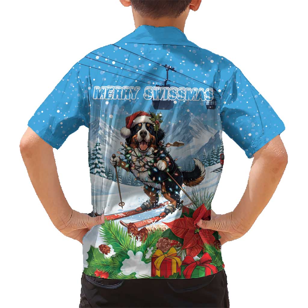 Switzerland Christmas Kid Hawaiian Shirt Merry Swissmas Bernese Mountain Dog - Wonder Print Shop