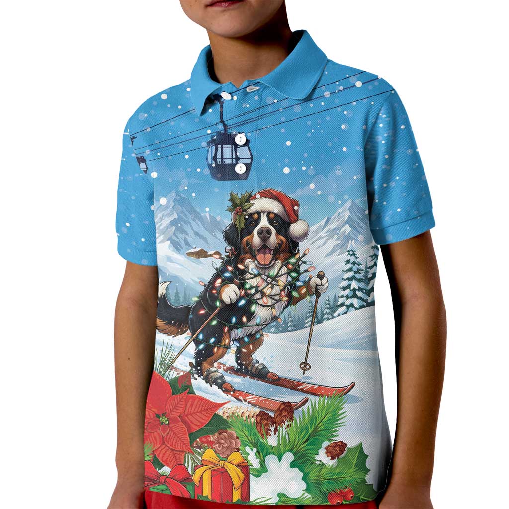 Switzerland Christmas Kid Polo Shirt Merry Swissmas Bernese Mountain Dog - Wonder Print Shop