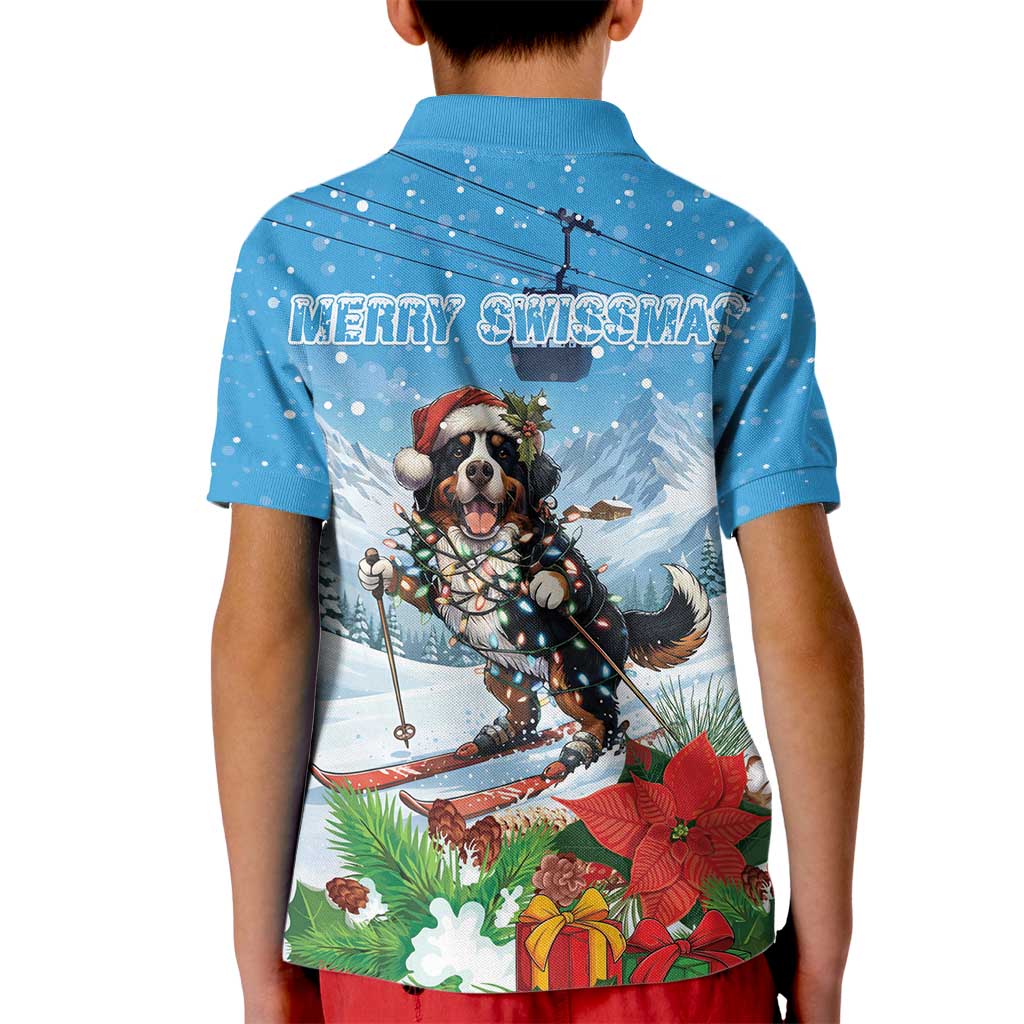 Switzerland Christmas Kid Polo Shirt Merry Swissmas Bernese Mountain Dog - Wonder Print Shop