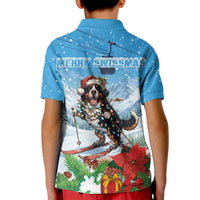 Switzerland Christmas Kid Polo Shirt Merry Swissmas Bernese Mountain Dog - Wonder Print Shop