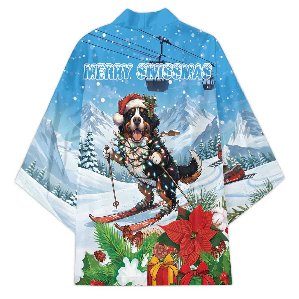 Switzerland Christmas Kimono Merry Swissmas Bernese Mountain Dog - Wonder Print Shop