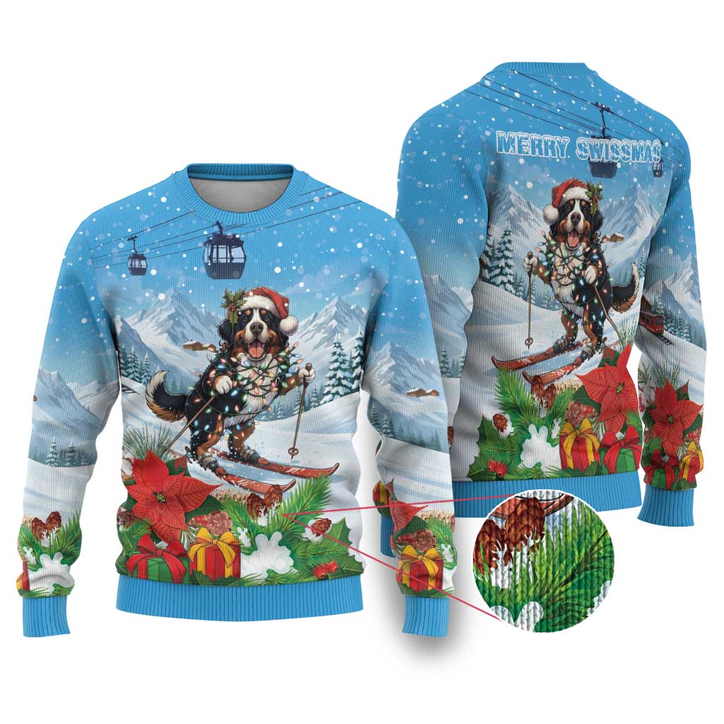 Switzerland Christmas Ugly Christmas Sweater Merry Swissmas Bernese Mountain Dog - Wonder Print Shop