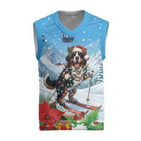 Switzerland Christmas Knitted V-Neck Vest Merry Swissmas Bernese Mountain Dog - Wonder Print Shop