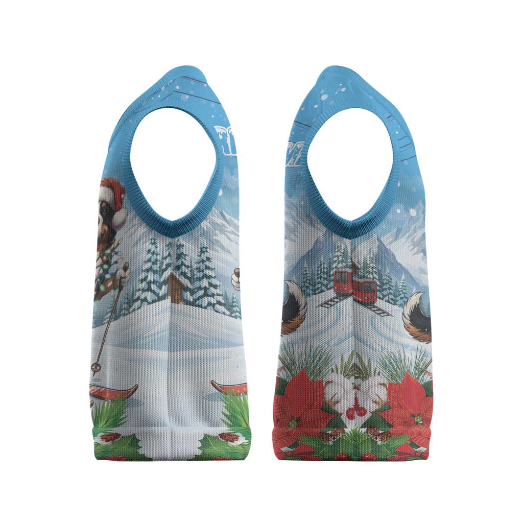 Switzerland Christmas Knitted V-Neck Vest Merry Swissmas Bernese Mountain Dog - Wonder Print Shop