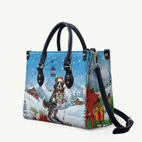 Switzerland Christmas Leather Bag Merry Swissmas Bernese Mountain Dog - Wonder Print Shop