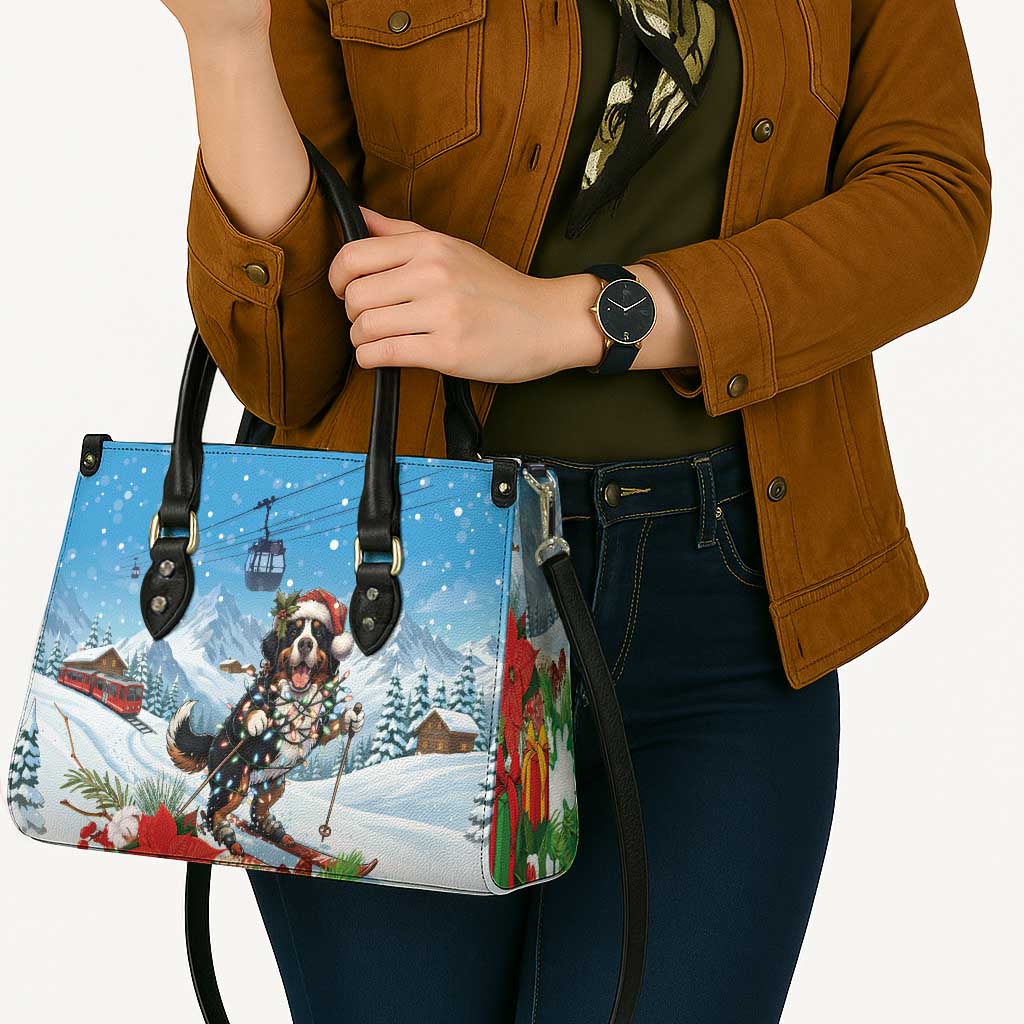 Switzerland Christmas Leather Bag Merry Swissmas Bernese Mountain Dog - Wonder Print Shop