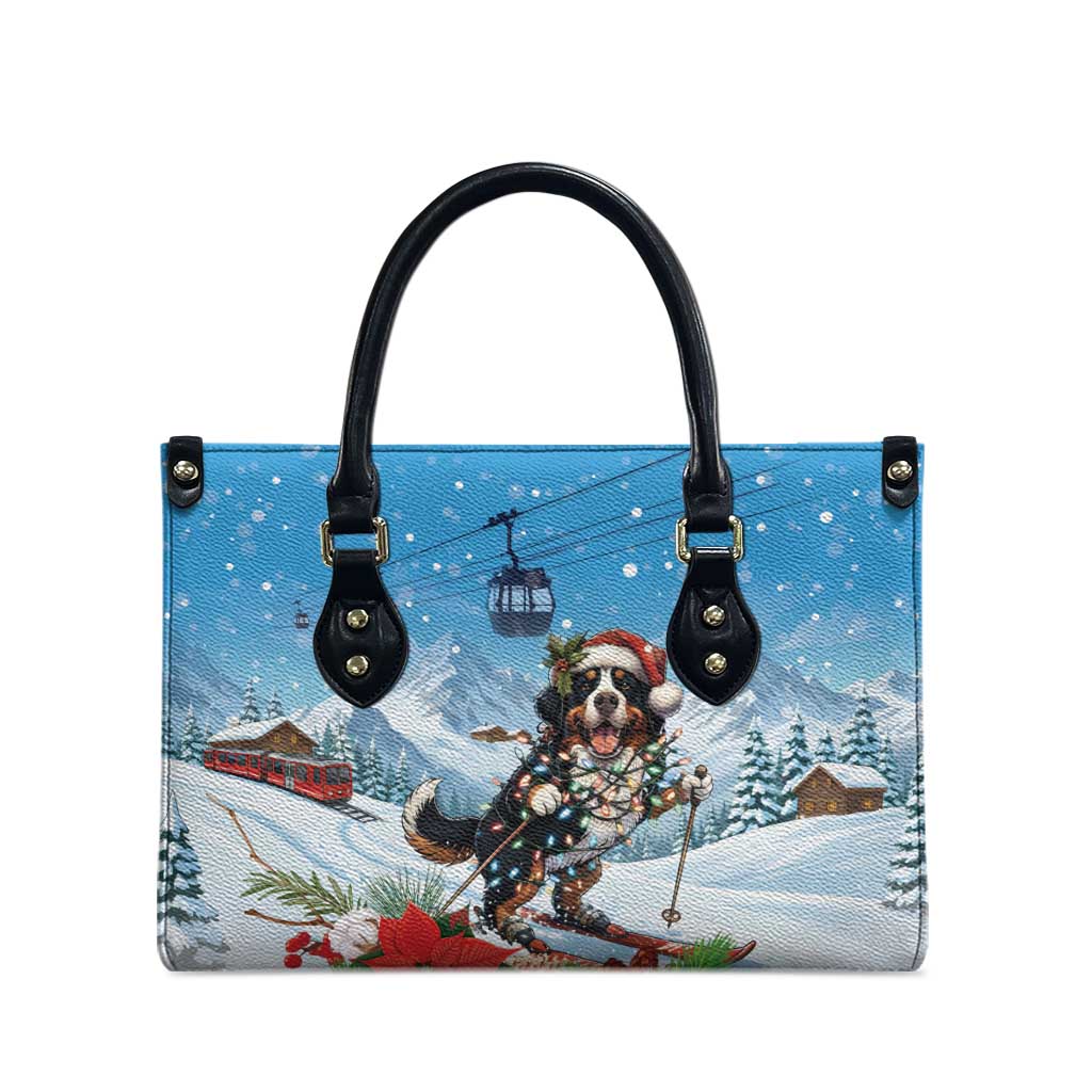 Switzerland Christmas Leather Bag Merry Swissmas Bernese Mountain Dog - Wonder Print Shop