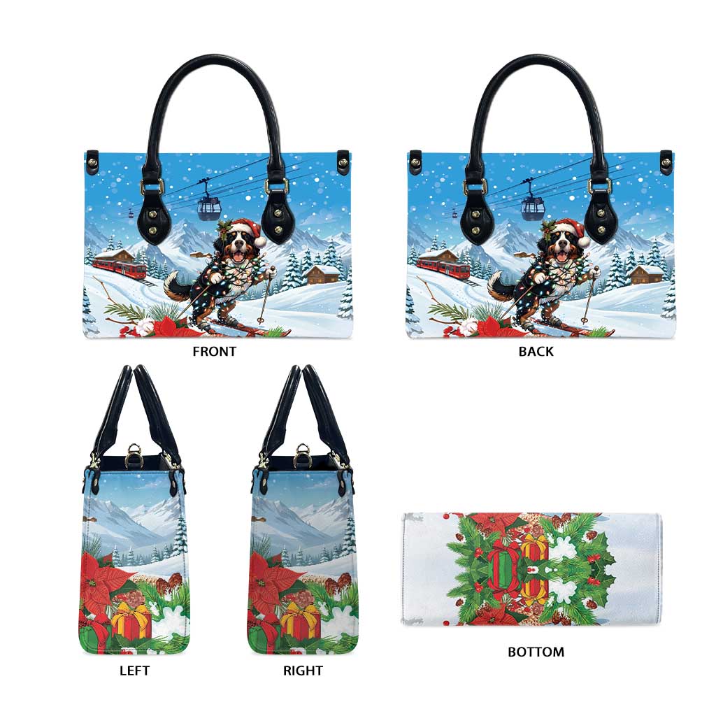 Switzerland Christmas Leather Bag Merry Swissmas Bernese Mountain Dog - Wonder Print Shop