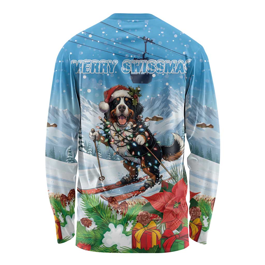 Switzerland Christmas Long Sleeve Shirt Merry Swissmas Bernese Mountain Dog - Wonder Print Shop