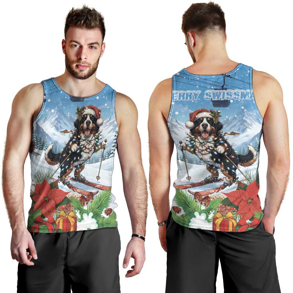 Switzerland Christmas Men Tank Top Merry Swissmas Bernese Mountain Dog - Wonder Print Shop