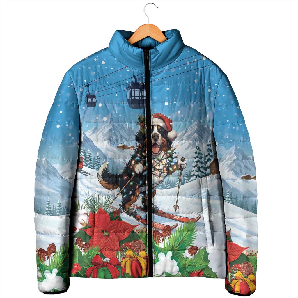 Switzerland Christmas Padded Jacket Merry Swissmas Bernese Mountain Dog - Wonder Print Shop