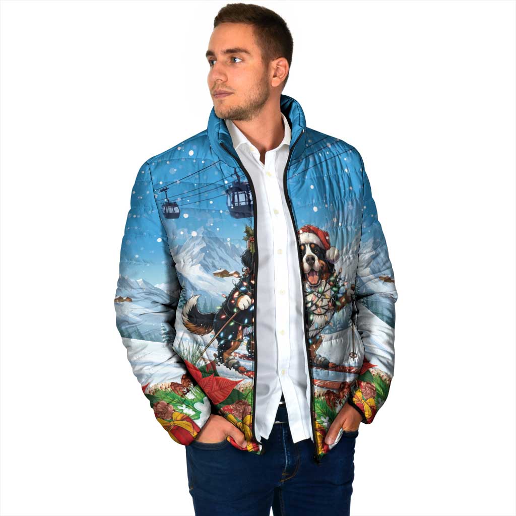 Switzerland Christmas Padded Jacket Merry Swissmas Bernese Mountain Dog - Wonder Print Shop