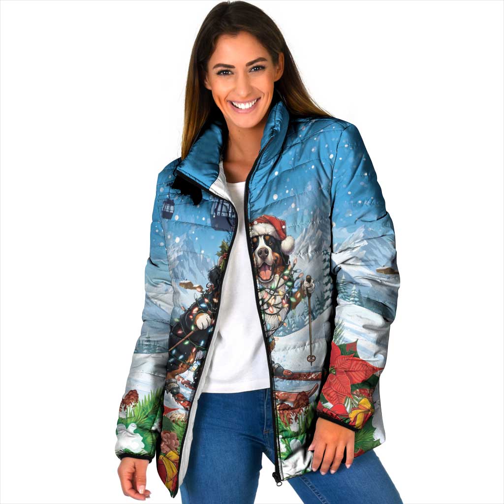 Switzerland Christmas Padded Jacket Merry Swissmas Bernese Mountain Dog - Wonder Print Shop