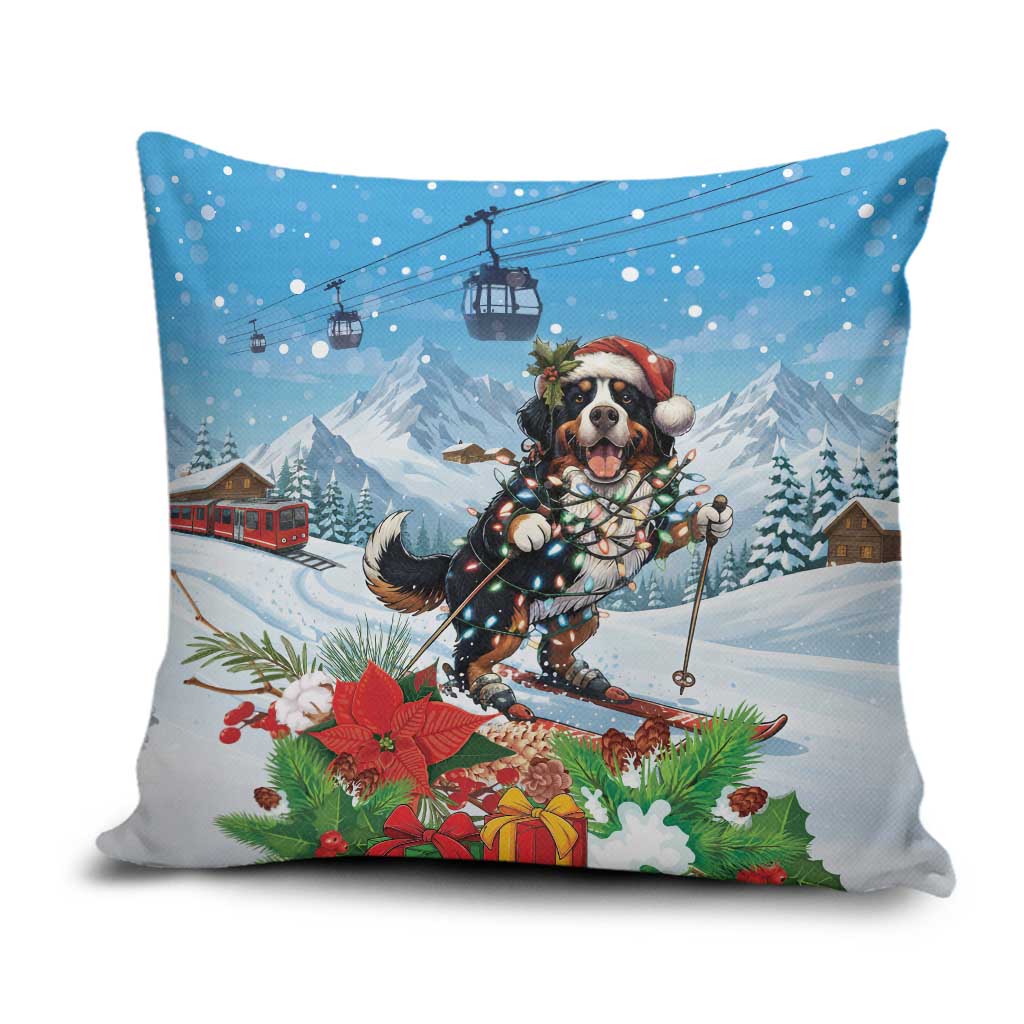 Switzerland Christmas Pillow Cover Merry Swissmas Bernese Mountain Dog - Wonder Print Shop