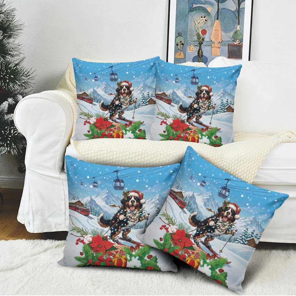 Switzerland Christmas Pillow Cover Merry Swissmas Bernese Mountain Dog - Wonder Print Shop