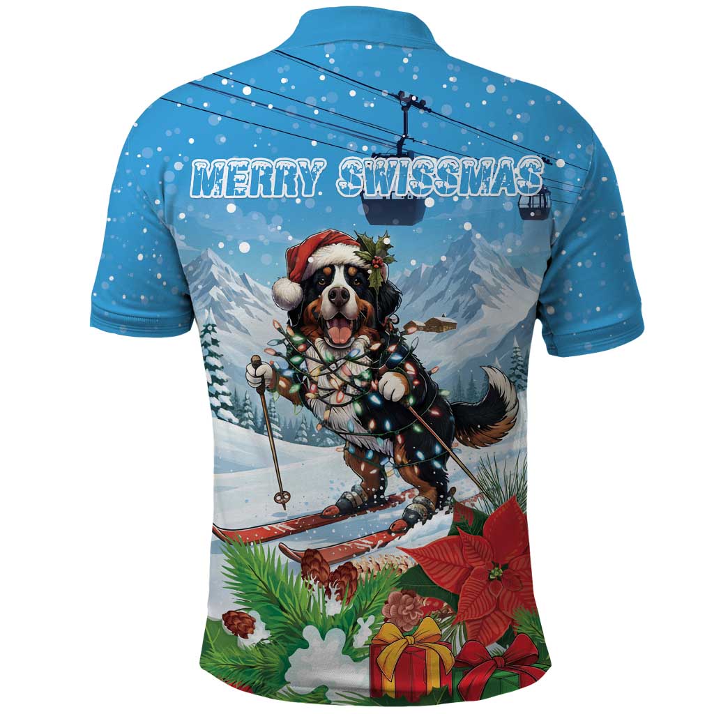 Switzerland Christmas Polo Shirt Merry Swissmas Bernese Mountain Dog - Wonder Print Shop