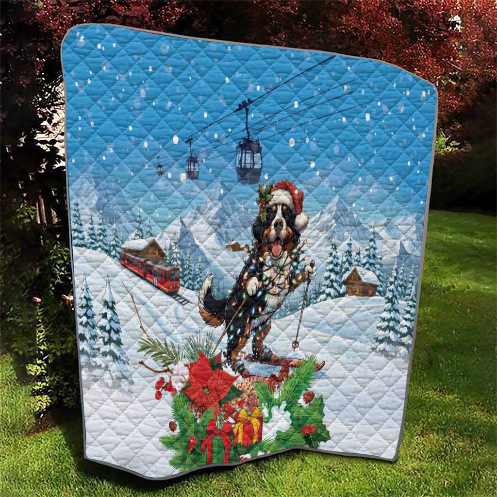 Switzerland Christmas Quilt Merry Swissmas Bernese Mountain Dog - Wonder Print Shop