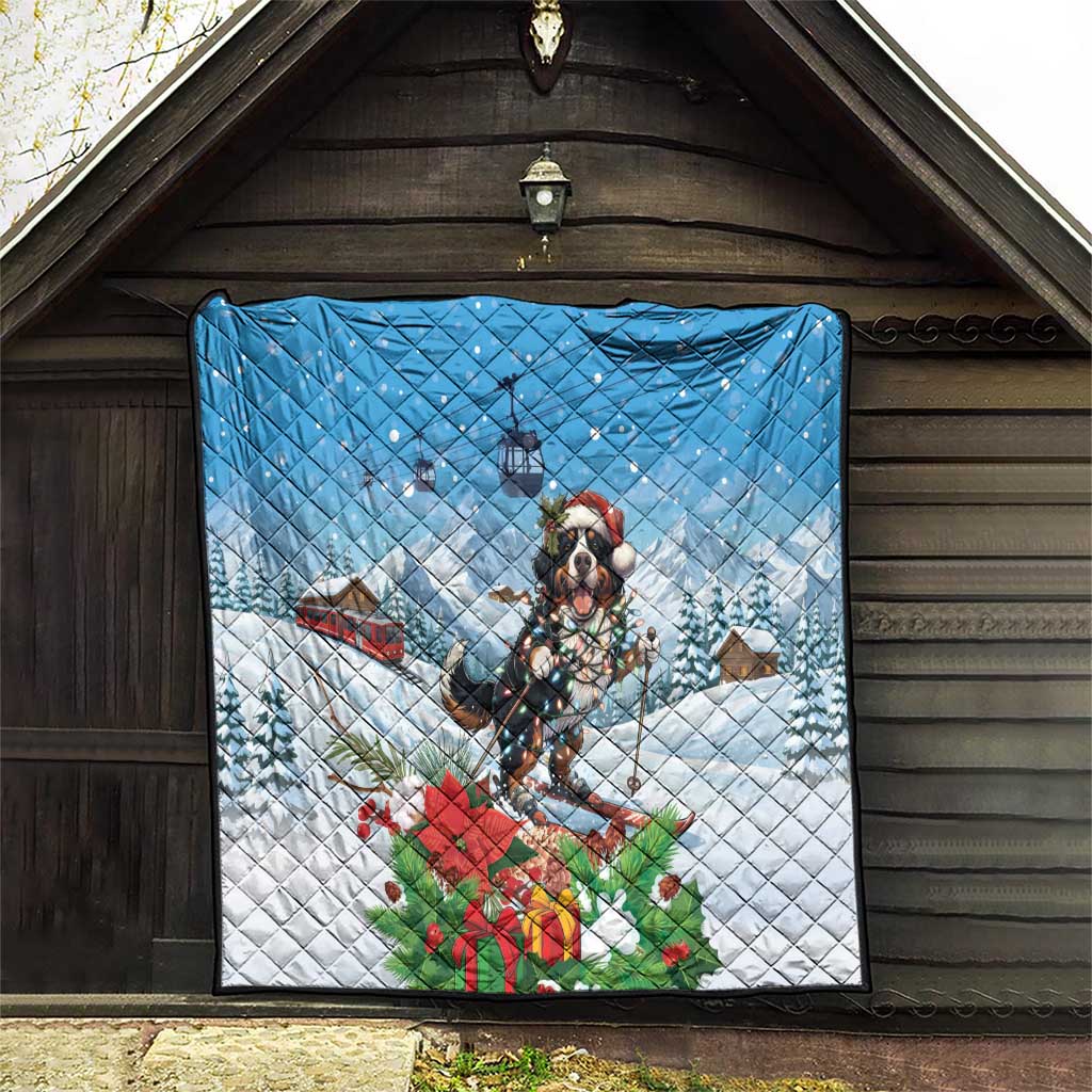 Switzerland Christmas Quilt Merry Swissmas Bernese Mountain Dog - Wonder Print Shop