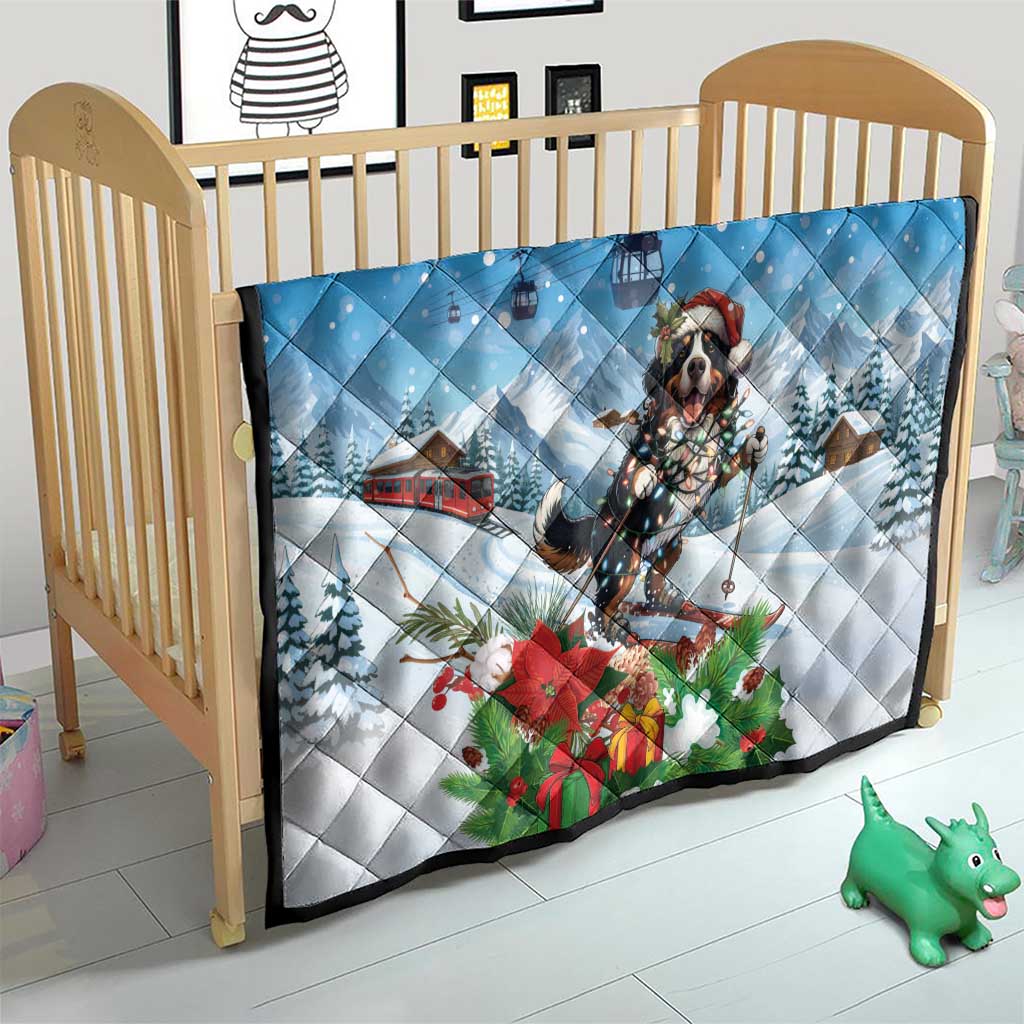 Switzerland Christmas Quilt Merry Swissmas Bernese Mountain Dog - Wonder Print Shop