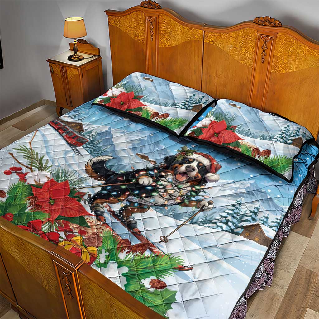 Switzerland Christmas Quilt Bed Set Merry Swissmas Bernese Mountain Dog - Wonder Print Shop