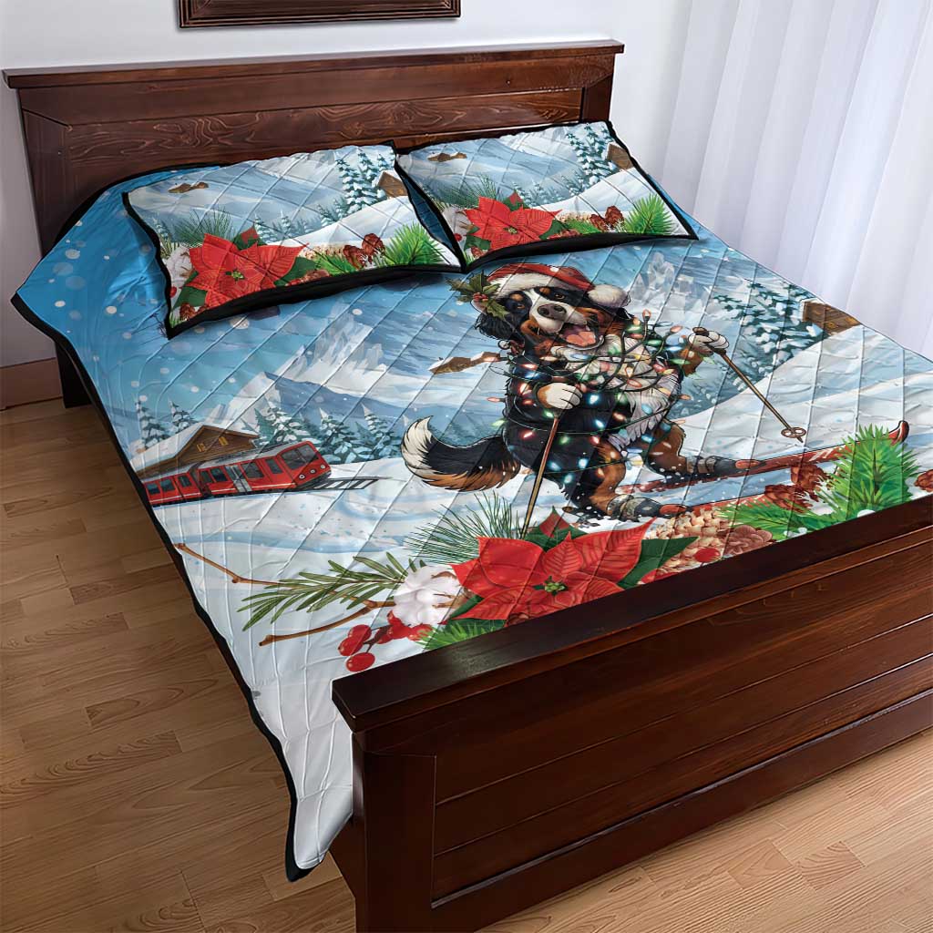 Switzerland Christmas Quilt Bed Set Merry Swissmas Bernese Mountain Dog - Wonder Print Shop