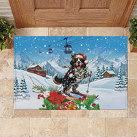 Switzerland Christmas Rubber Doormat Merry Swissmas Bernese Mountain Dog - Wonder Print Shop