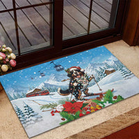 Switzerland Christmas Rubber Doormat Merry Swissmas Bernese Mountain Dog - Wonder Print Shop
