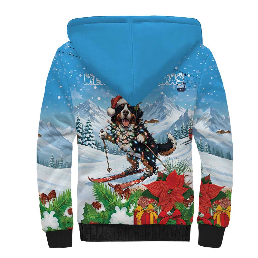 Switzerland Christmas Sherpa Hoodie Merry Swissmas Bernese Mountain Dog - Wonder Print Shop