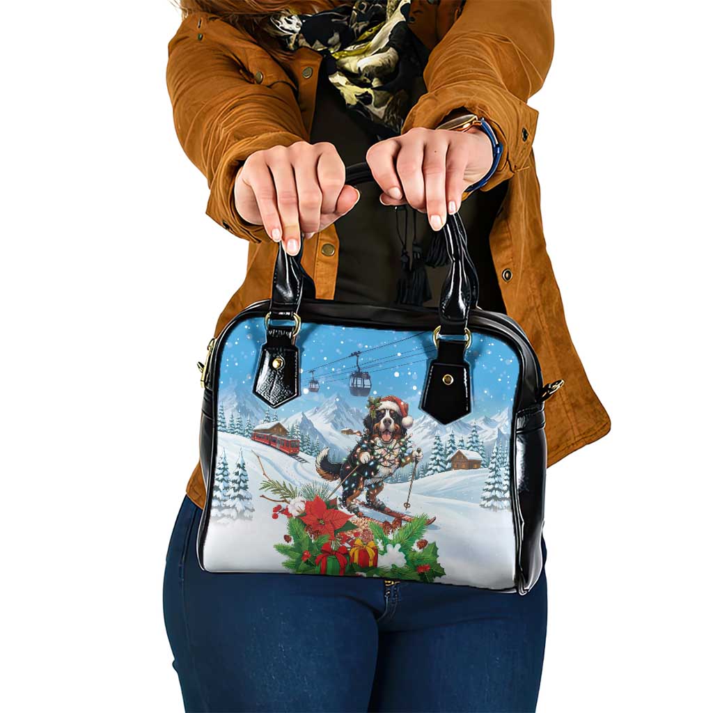 Switzerland Christmas Shoulder Handbag Merry Swissmas Bernese Mountain Dog - Wonder Print Shop