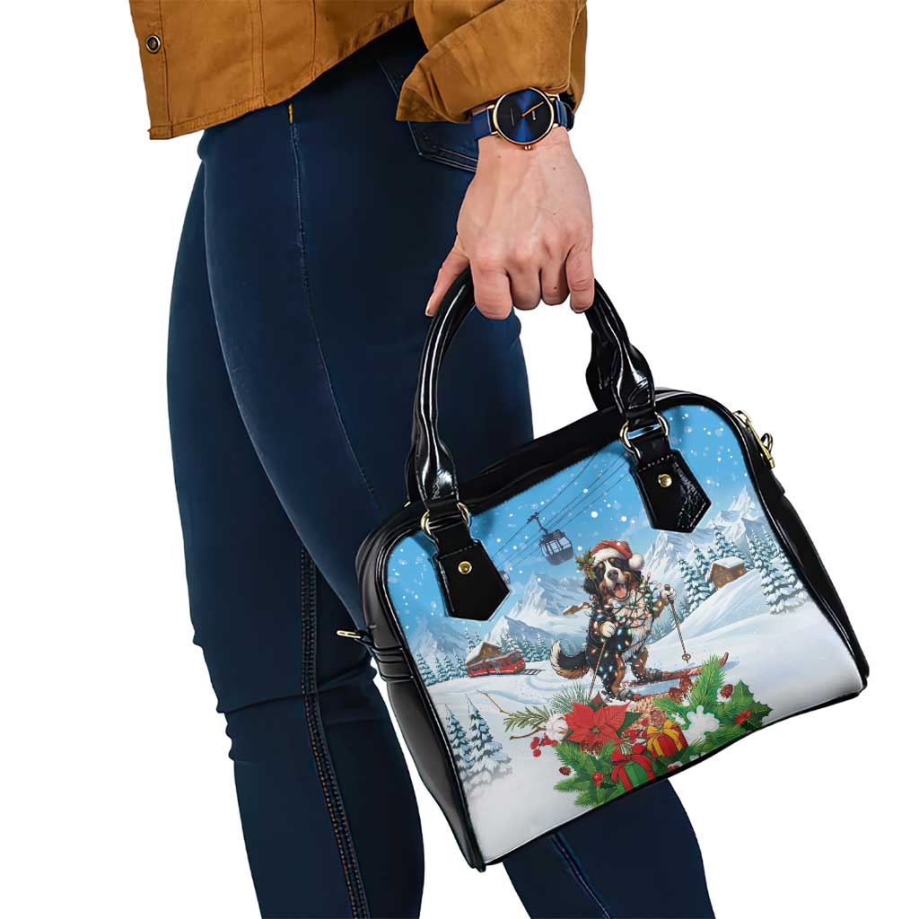 Switzerland Christmas Shoulder Handbag Merry Swissmas Bernese Mountain Dog - Wonder Print Shop