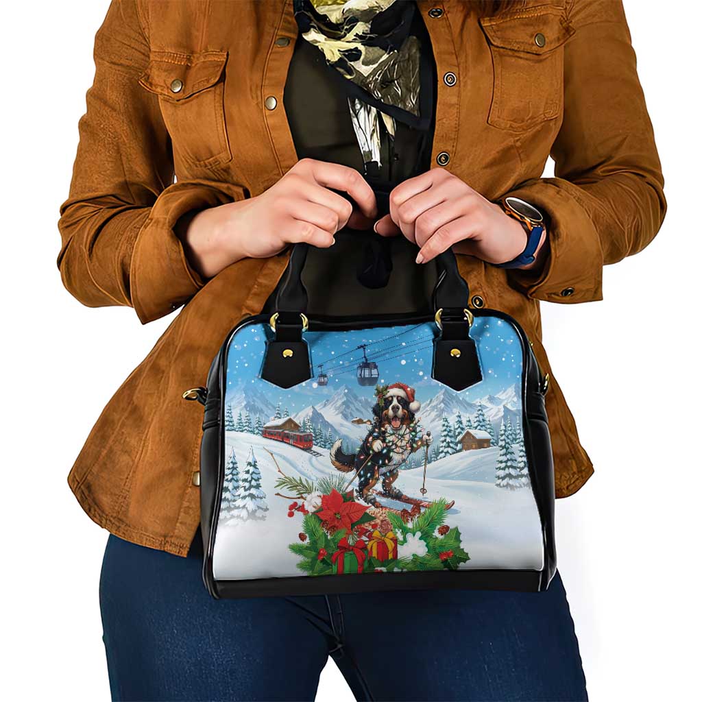Switzerland Christmas Shoulder Handbag Merry Swissmas Bernese Mountain Dog - Wonder Print Shop