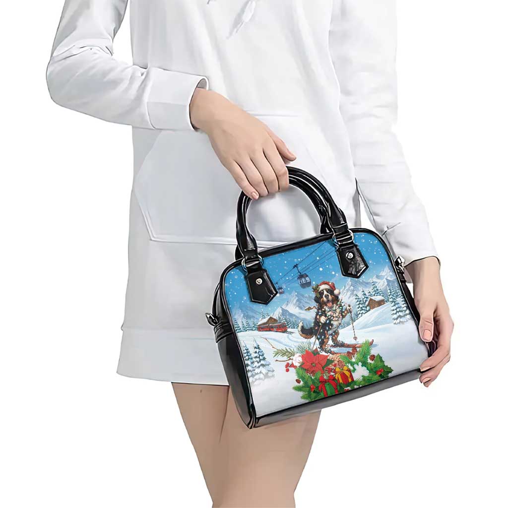 Switzerland Christmas Shoulder Handbag Merry Swissmas Bernese Mountain Dog - Wonder Print Shop