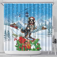 Switzerland Christmas Shower Curtain Merry Swissmas Bernese Mountain Dog - Wonder Print Shop