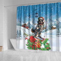 Switzerland Christmas Shower Curtain Merry Swissmas Bernese Mountain Dog - Wonder Print Shop