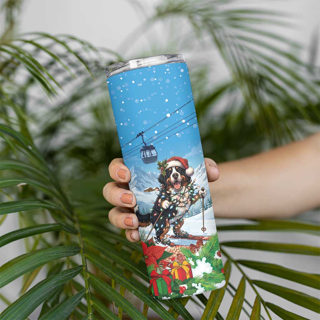 Switzerland Christmas Skinny Tumbler Merry Swissmas Bernese Mountain Dog - Wonder Print Shop