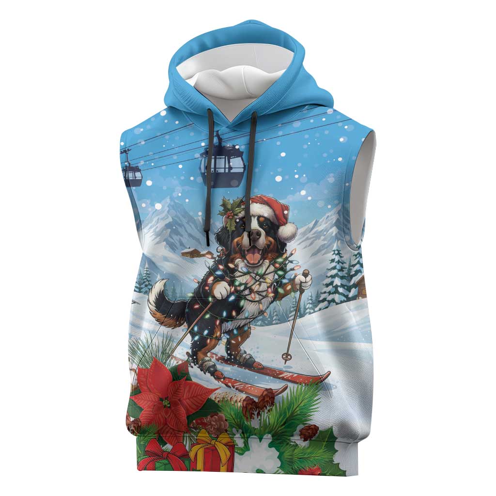 Switzerland Christmas Sleeveless Hoodie Merry Swissmas Bernese Mountain Dog - Wonder Print Shop