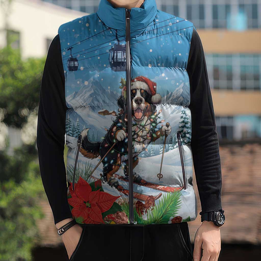 Switzerland Christmas Sleeveless Puffer Jacket Merry Swissmas Bernese Mountain Dog - Wonder Print Shop