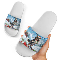 Switzerland Christmas Slide Sandals Merry Swissmas Bernese Mountain Dog - Wonder Print Shop