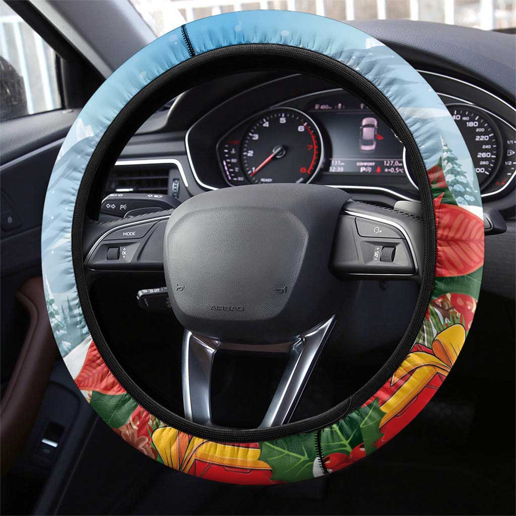 Switzerland Christmas Steering Wheel Cover Merry Swissmas Bernese Mountain Dog - Wonder Print Shop