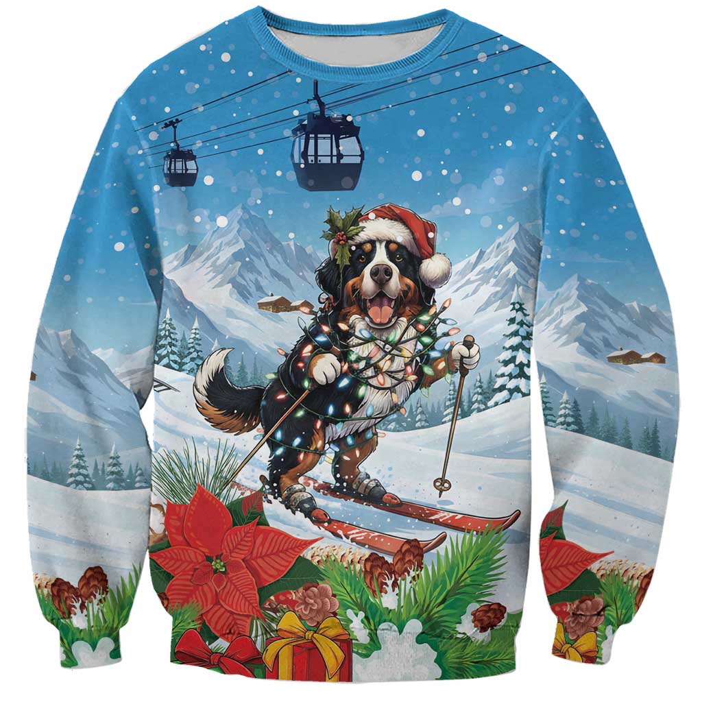 Switzerland Christmas Sweatshirt Merry Swissmas Bernese Mountain Dog - Wonder Print Shop