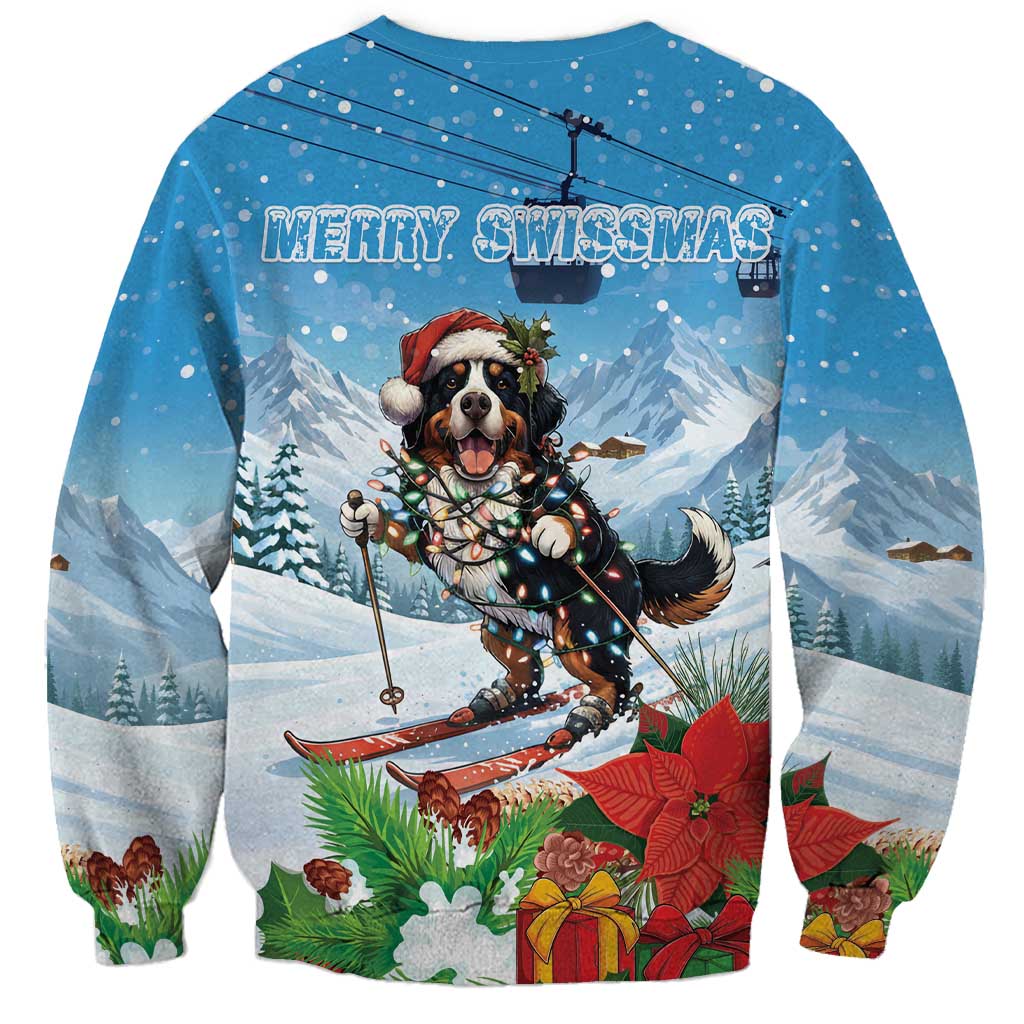 Switzerland Christmas Sweatshirt Merry Swissmas Bernese Mountain Dog - Wonder Print Shop
