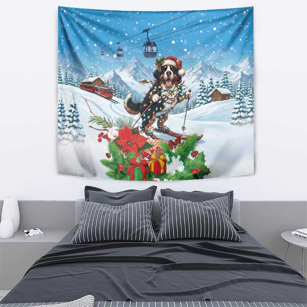 Switzerland Christmas Tapestry Merry Swissmas Bernese Mountain Dog - Wonder Print Shop