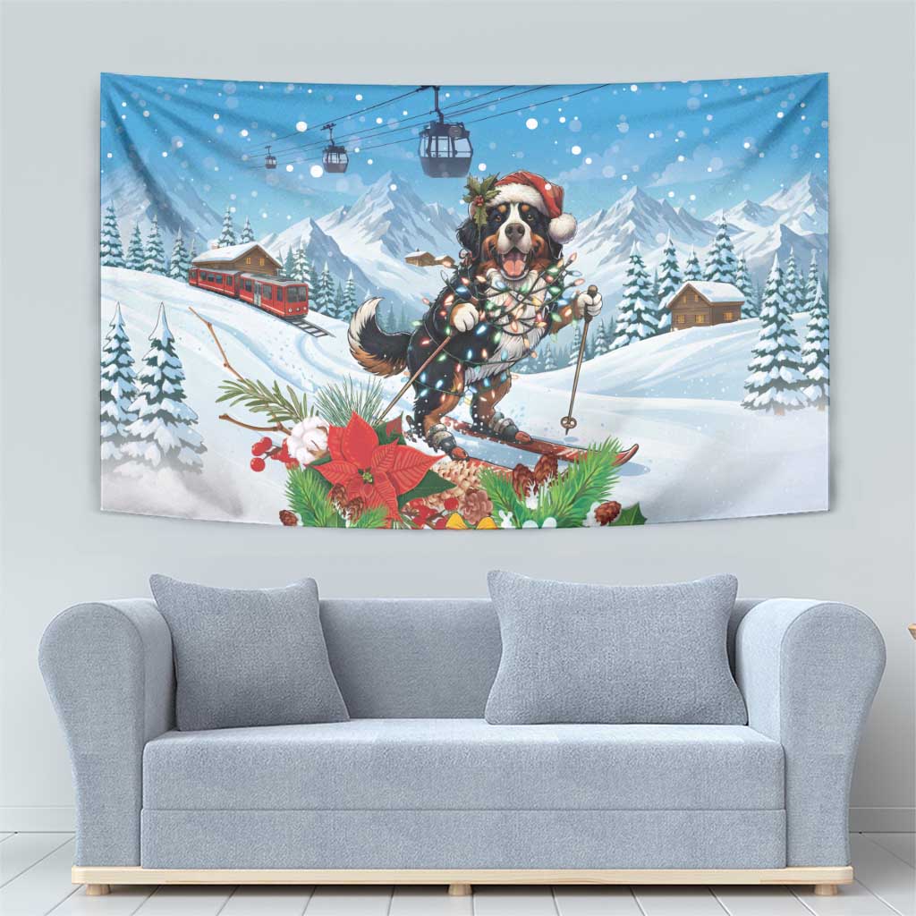 Switzerland Christmas Tapestry Merry Swissmas Bernese Mountain Dog - Wonder Print Shop