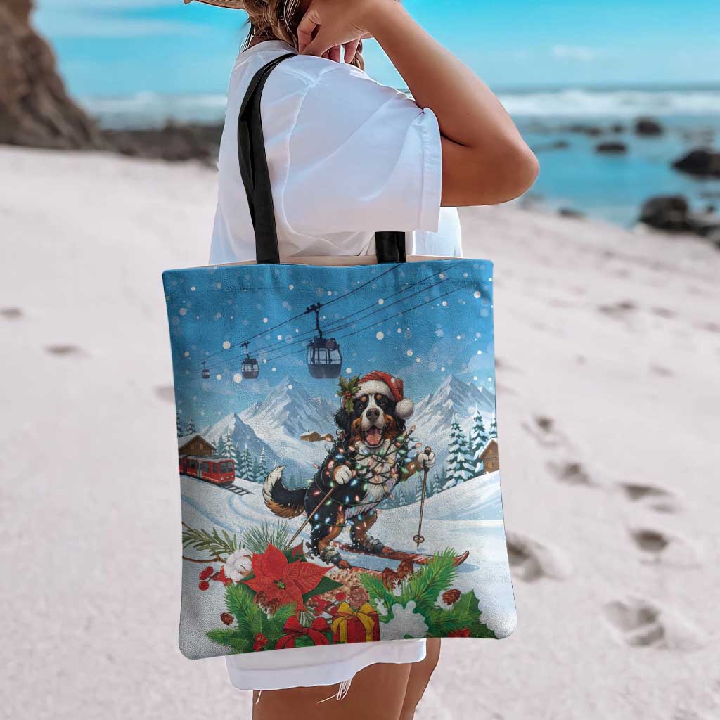 Switzerland Christmas Tote Bag Merry Swissmas Bernese Mountain Dog - Wonder Print Shop
