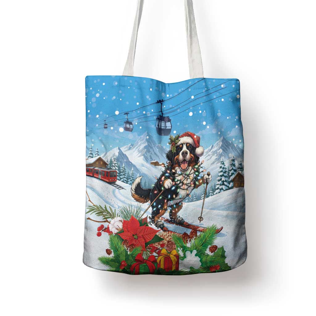 Switzerland Christmas Tote Bag Merry Swissmas Bernese Mountain Dog - Wonder Print Shop