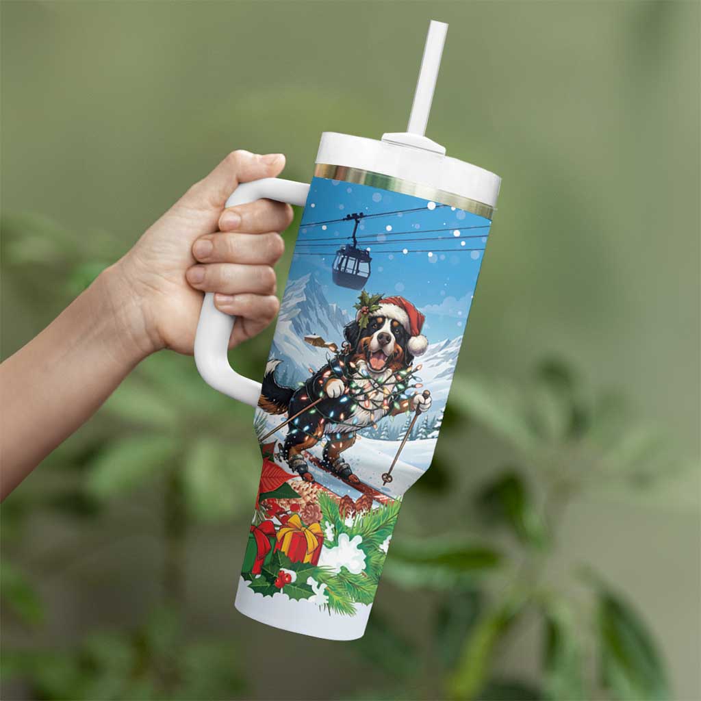 Switzerland Christmas Tumbler With Handle Merry Swissmas Bernese Mountain Dog - Wonder Print Shop