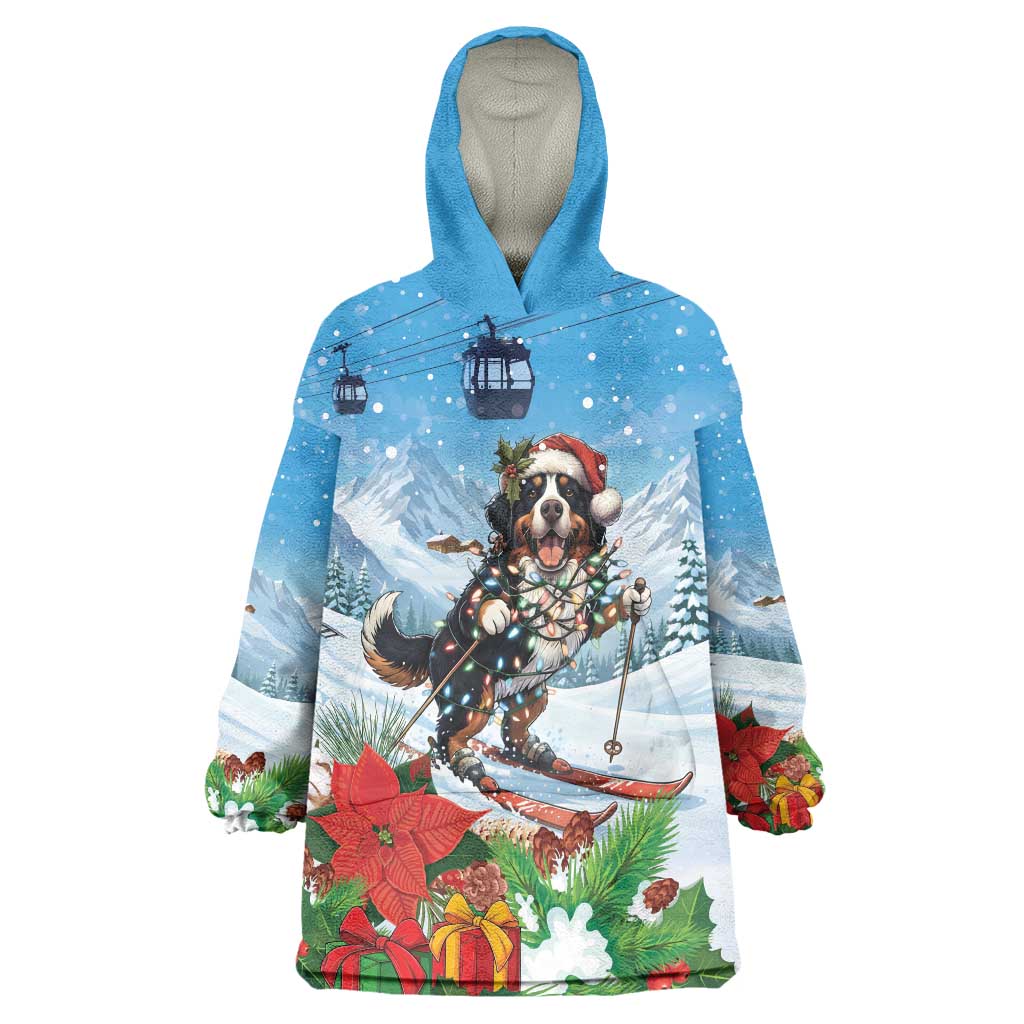 Switzerland Christmas Wearable Blanket Hoodie Merry Swissmas Bernese Mountain Dog - Wonder Print Shop