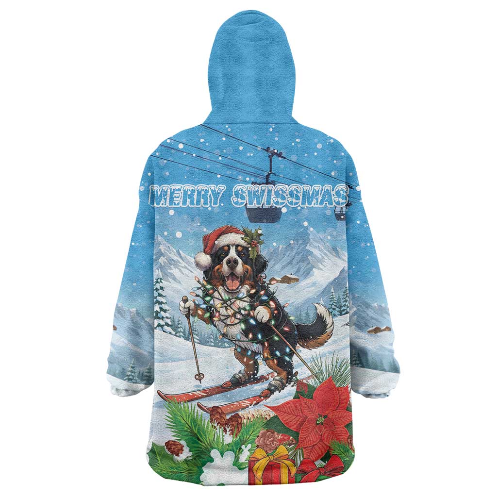 Switzerland Christmas Wearable Blanket Hoodie Merry Swissmas Bernese Mountain Dog - Wonder Print Shop