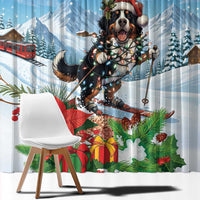 Switzerland Christmas Window Curtain Merry Swissmas Bernese Mountain Dog - Wonder Print Shop