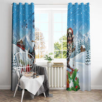 Switzerland Christmas Window Curtain Merry Swissmas Bernese Mountain Dog - Wonder Print Shop